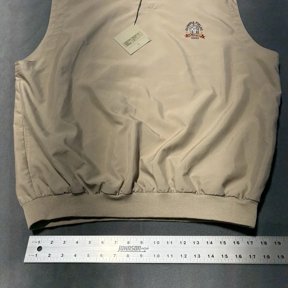 Cutter & Buck Golf Vest Mens XL Beige Windbreaker Olympia Fields U.S. Open 2003
